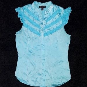 Blue silky blouse